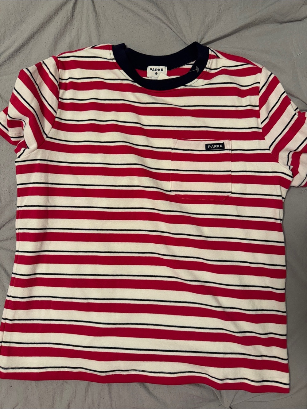 Parke x Target Red, White & Navy Striped Short-Sleeve Pocket Tee